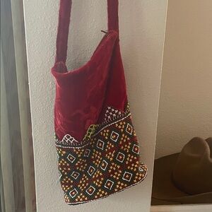 Beaded Red and Multicolor Women's Bag